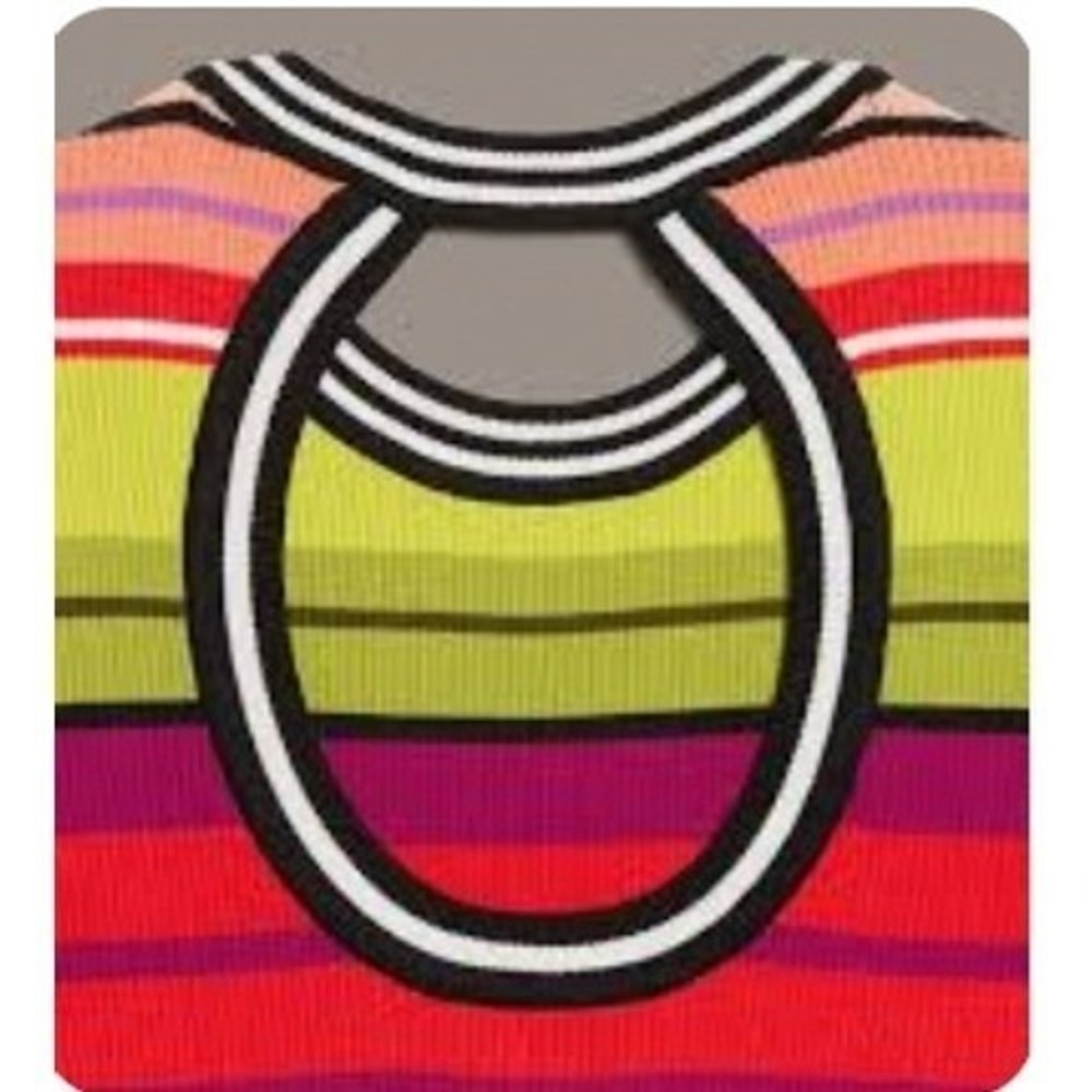 Old Navy x CJR Rainbow Stripe Ribbed Knit Top Open Back Cutout Multi-Color | L - Picture 13 of 14